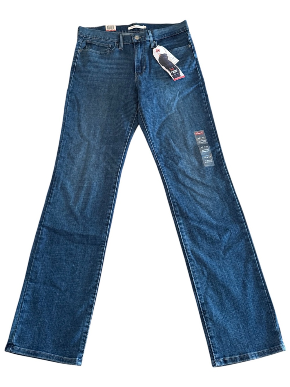 Levi’s Slimming Straight Jeans Women’s 30x32 Mid Rise Medium Wash NWT